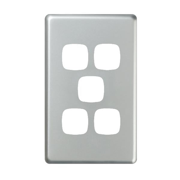 Excel cover plate 5 gang matt silver