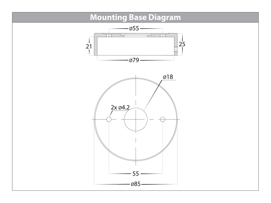 Havit Maxi Tivah TRI Colour Fixed Down Wall Pillar Light Mounting Base Diagram