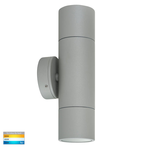 Havit Tivah TRI Colour Up & Down Wall Pillar Light 240v Aluminium Silver