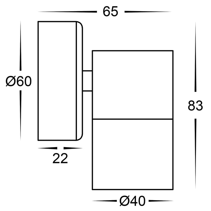 Havit Mini Tivah Fixed Down Wall Pillar Light Dimensions