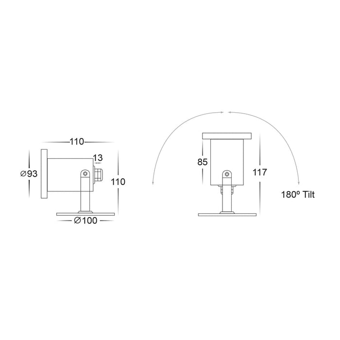 Havit Onder 316 Stainless Steel RGBW LED Pond Light Dimensions