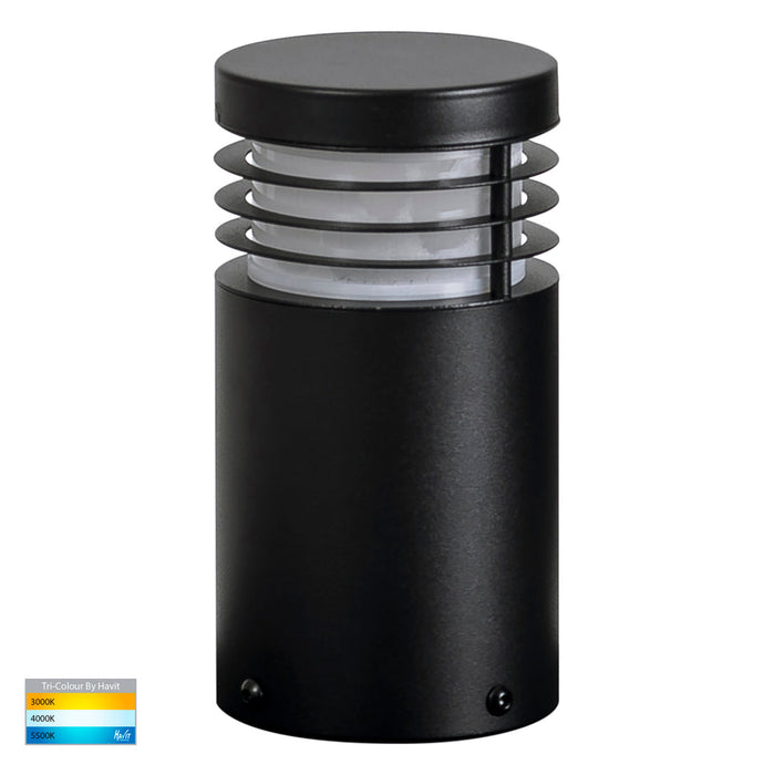 Havit Mini TRI Colour LED Bollard Light 190mm 316 Stainless Steel Poly Powder Coated Black