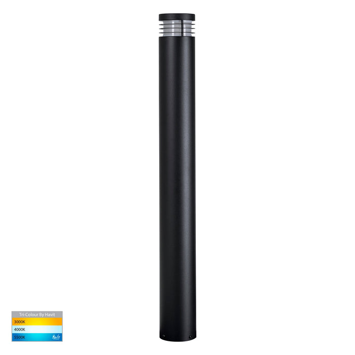 Havit Maxi TRI Colour LED Bollard Light 900mm 316 Stainless Steel Poly Powder Coated Black