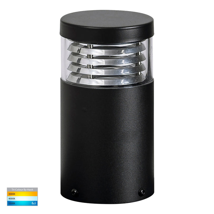 Havit Mini Louvre TRI Colour LED Bollard Light 190mm Stainless Steel Poly Powder Coasted Black