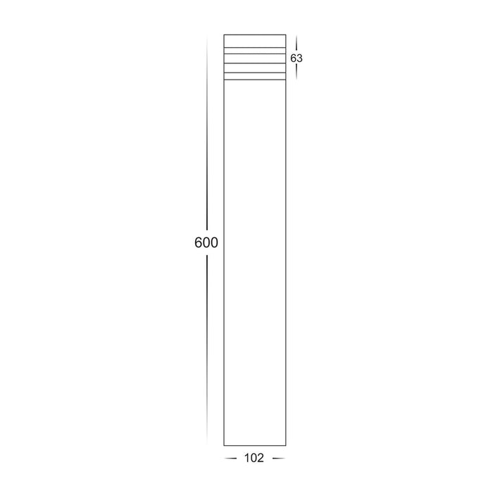 Havit Maxi Louvre TRI Colour LED Bollard Light 600mm Dimensions