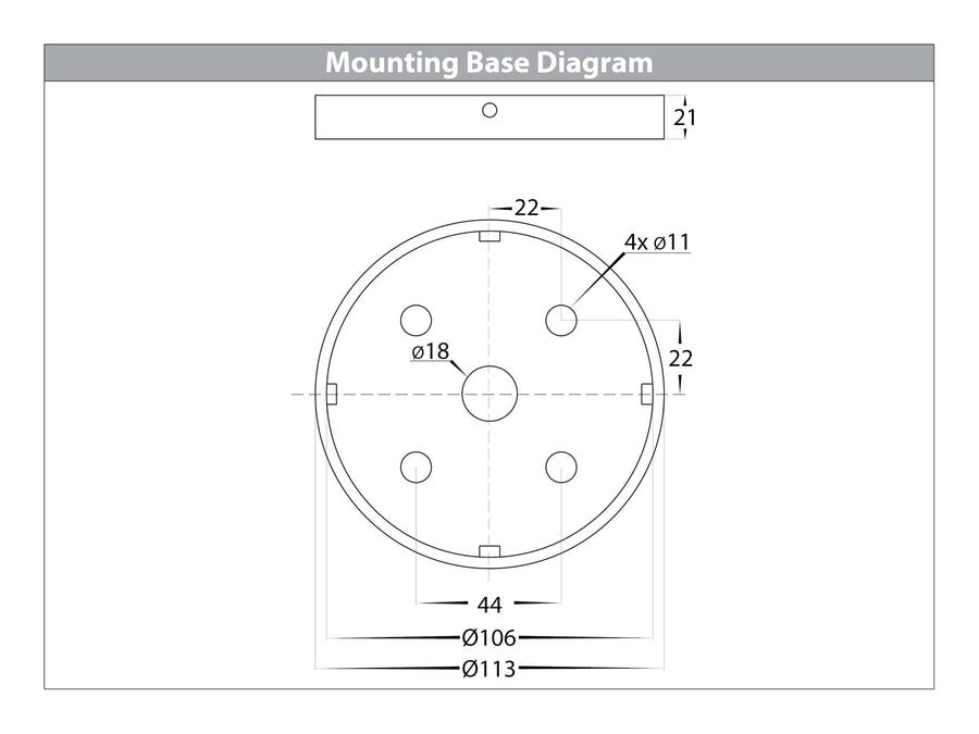 Havit Highlite TRI Colour LED Bollard Light 1000mm Mounting Base Diagram