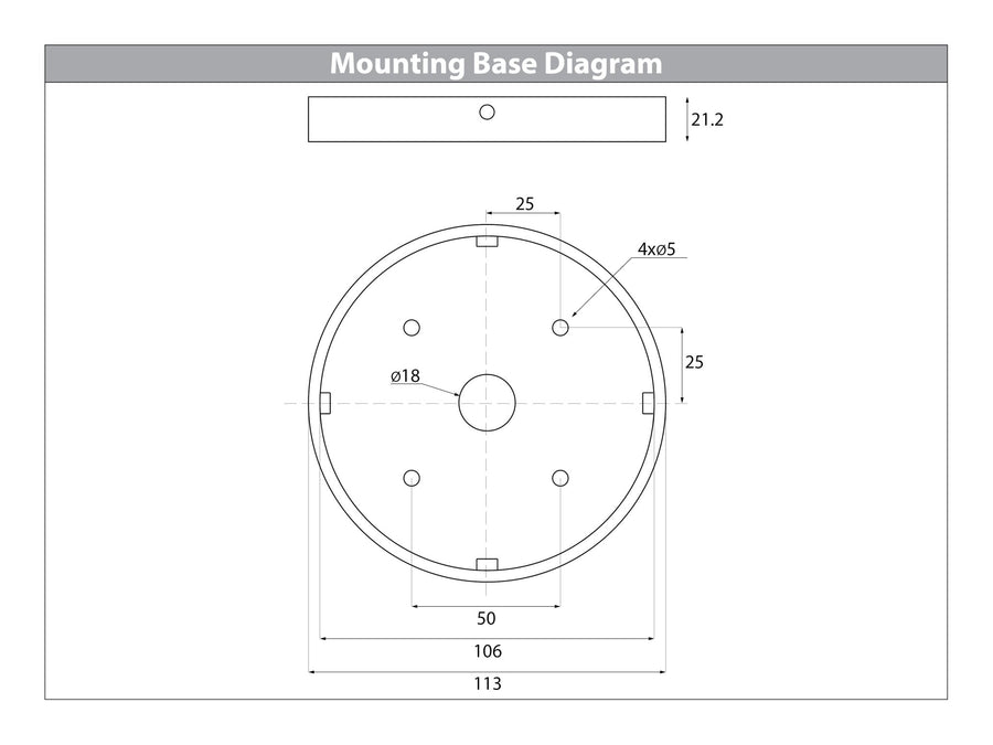 Havit Divad Round TRI Colour LED Bollard Light 600mm Mounting Base Diagram