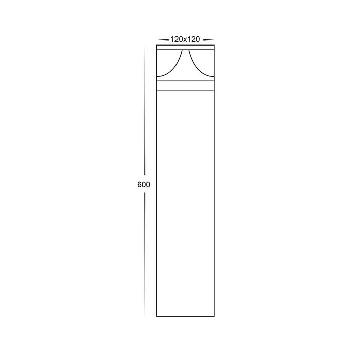 Havit Divad Square TRI Colour LED Bollard Light 600mm Dimensions