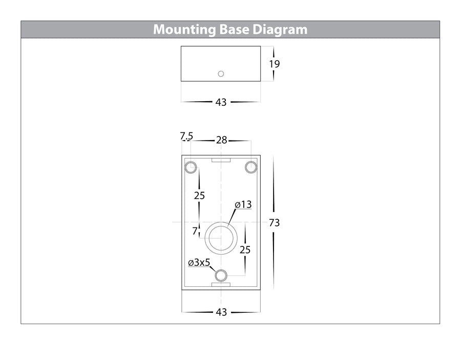 Havit Piaz TRI Colour Single Adjustable Wall Pillar Light Mounting Base Diagram