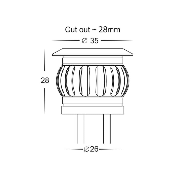 Havit Flame 316 Stainless Steel RGBCW 0.5w LED Deck Light Dimensions