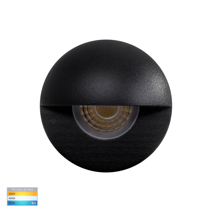 Havit Elite Aluminium TRI Colour LED Deck or Inground Light with Eyelid 52mm Black