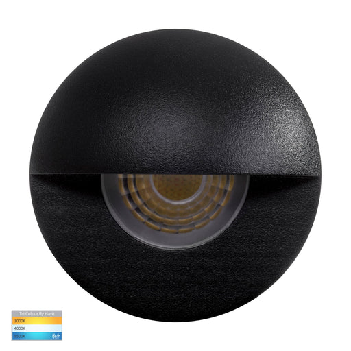 Havit Elite Aluminium TRI Colour LED Wall or Step Light with Eyelid 62mm Black