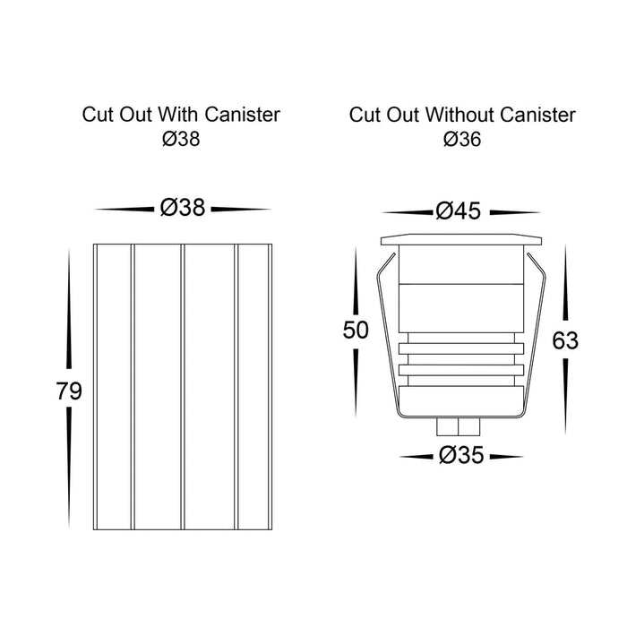 Havit Dek TRI Colour LED Deck or Inground Light Dimensions