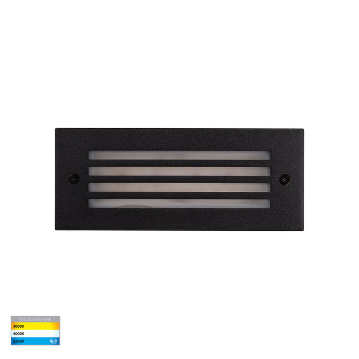 Bata Recessed TRI Colour 6W LED Brick Light With Grill Cover Black