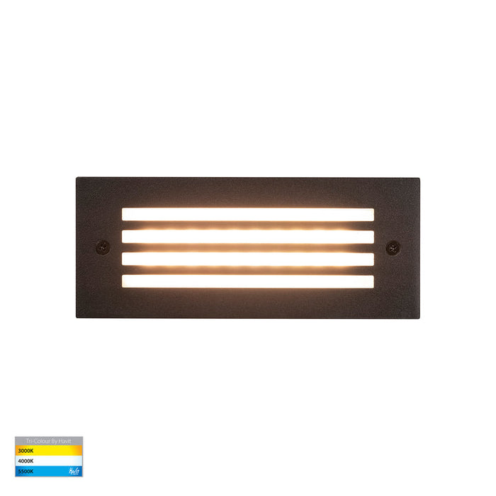 Bata Recessed TRI Colour 6W LED Brick Light With Grill Cover Black