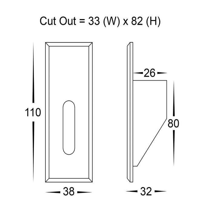 Paso Recessed TRI Colour LED Step or Wall Light Dimensions