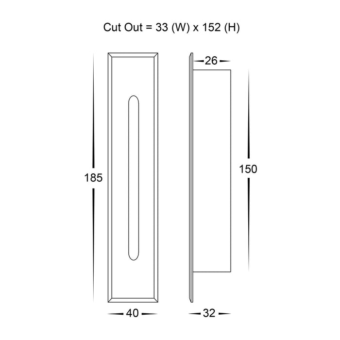 Paso Recessed TRI Colour LED Step or Wall Light 185mm Dimensions