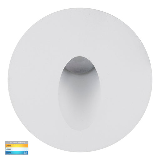 Reces Round TRI Colour Recessed LED Step Light Aluminium White