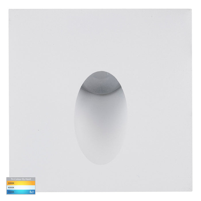 Reces Square TRI Colour Recessed LED Step Light Aluminium White