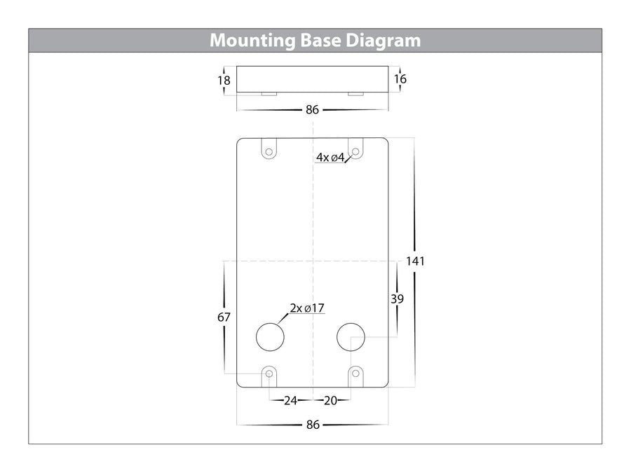 Seefore Rectangle Step Light Mounting Base Diagram