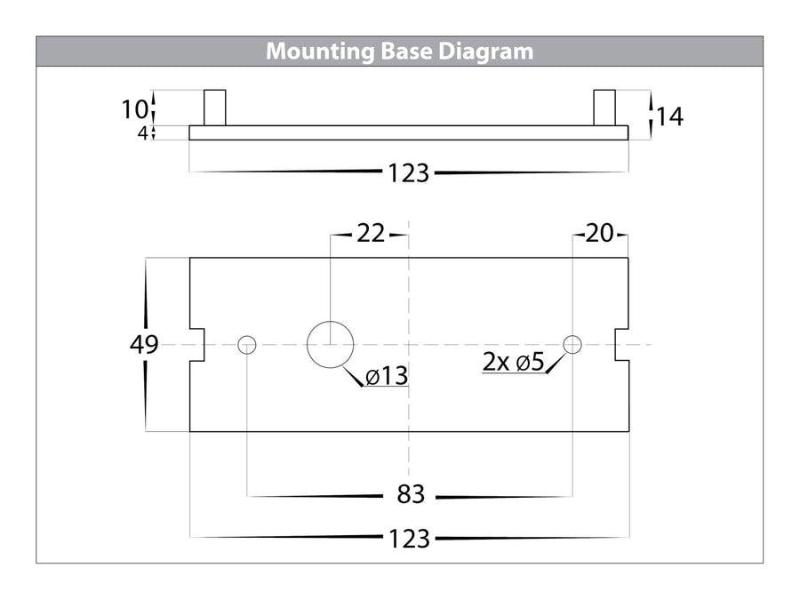 Taso TRI Colour LED Step Light 130mm Mounting Base Diagram