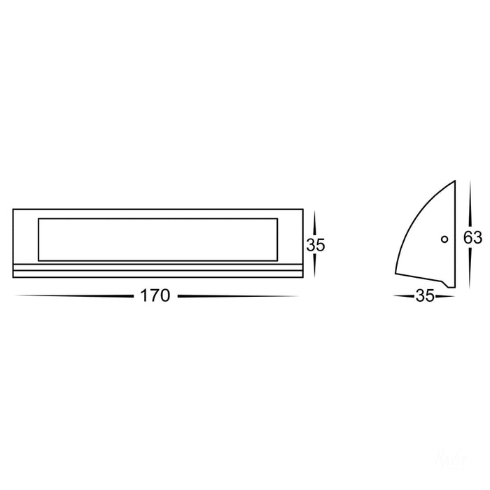 Taso TRI Colour LED Step Light 170mm Dimensions