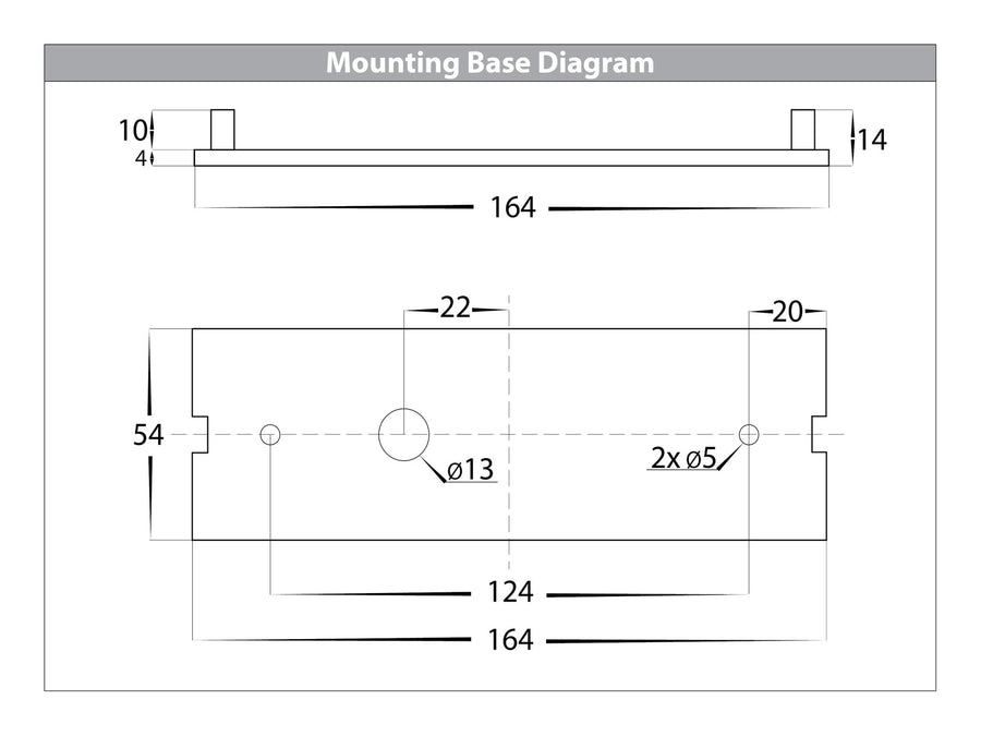 Taso TRI Colour LED Step Light 170mm Mounting Base Diagram