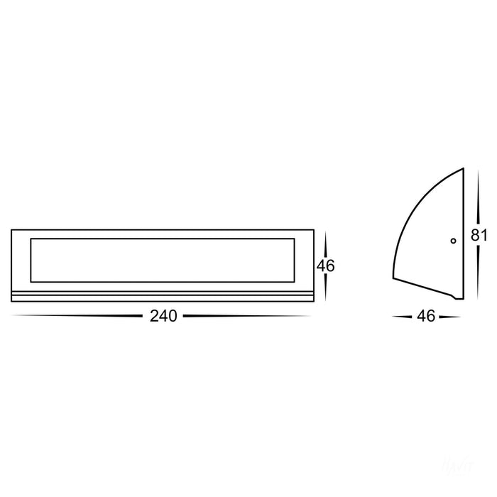 Taso TRI Colour LED Step Light 240mm Dimensions