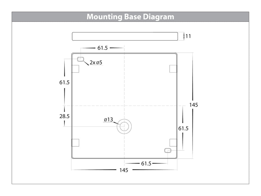 Virsma Square LED Step Light Mounting Base Diagram