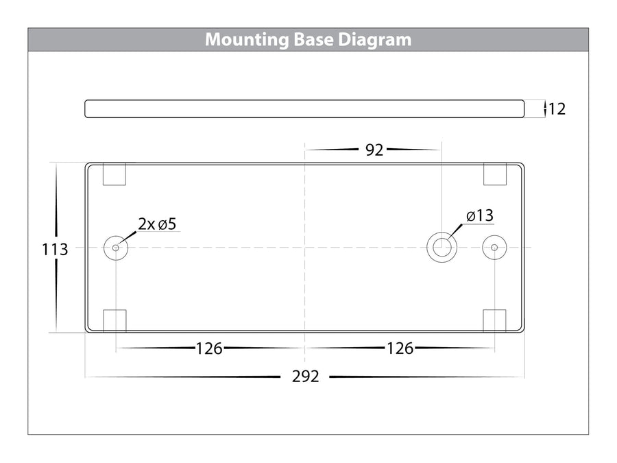 Shim TRI Colour LED Step Light 301mm Mounting Base Diagram