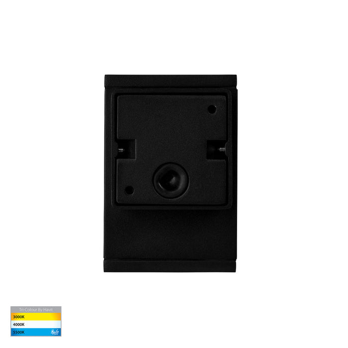 Quadru TRI Colour LED Fixed Down Wall Light Black