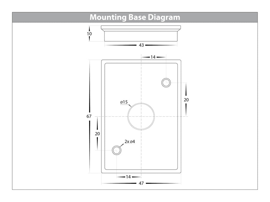 Aries Aluminium 5 Colour LED Up & Down Wall Light Mounting Base Diagram