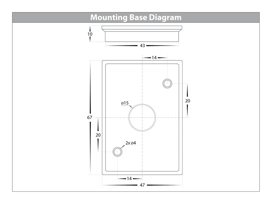 Aries TRI Colour LED Up & Down Wall Light Mounting Base Diagram