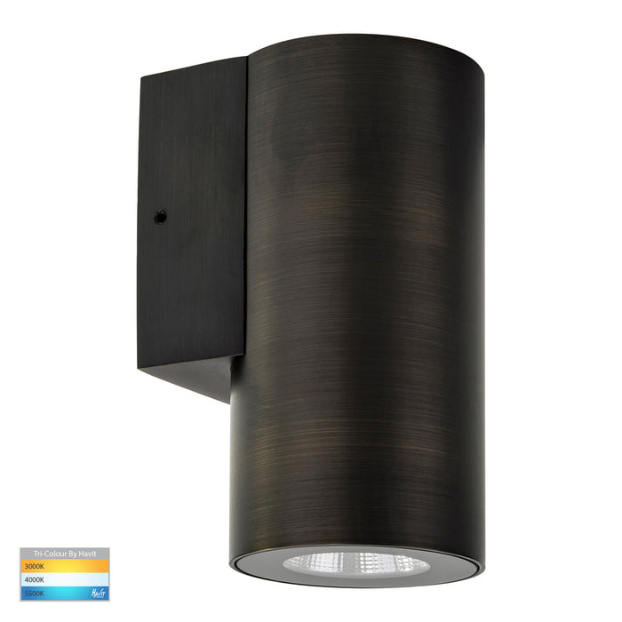 Aries TRI Colour LED Fixed Down Wall Light 316 Stainless Steel with Antique Brass Finish