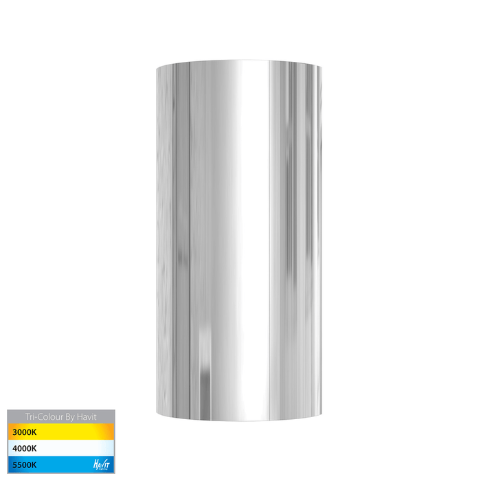 Aries TRI Colour LED Fixed Down Wall Light Polished 316 Stainless Steel