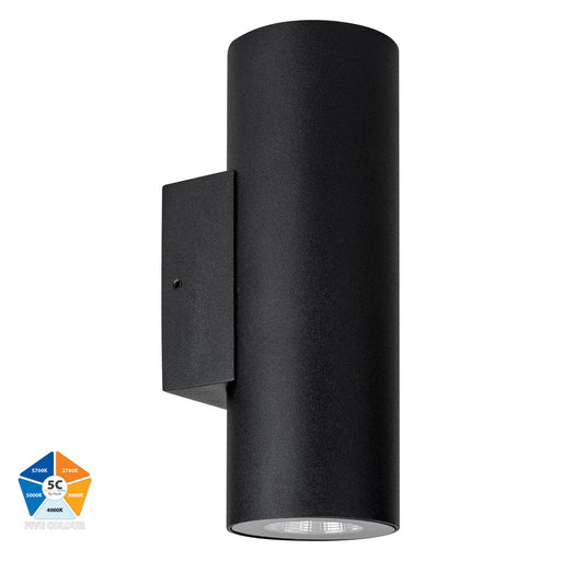 Aries Aluminium 5 Colour LED Up & Down Wall Light Aluminium Black