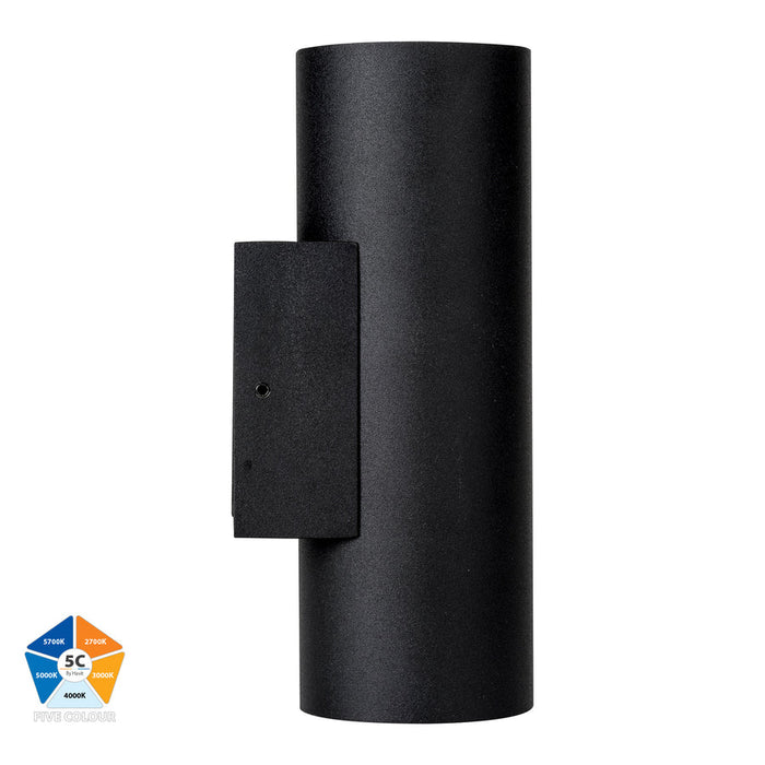 Aries Aluminium 5 Colour LED Up & Down Wall Light Aluminium Black