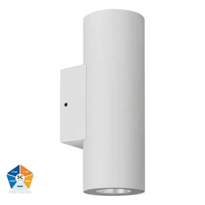 Aries Aluminium 5 Colour LED Up & Down Wall Light Aluminium White