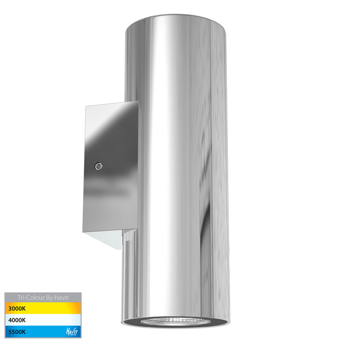 Aries TRI Colour LED Up & Down Wall Light Polished Stainless Steel