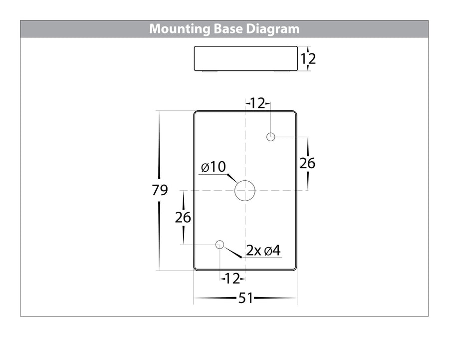 Porter TRI Colour LED Large Round Fixed Down Wall Light Mounting Base Diagram