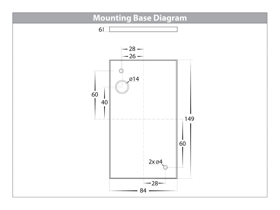 Platz TRI Colour LED Square Up & Down Wall Light Mounting Base Diagram