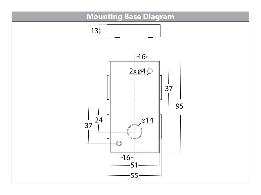 Savannah TRI Colour LED Up & Down Wall Light Mounting Base Diagram