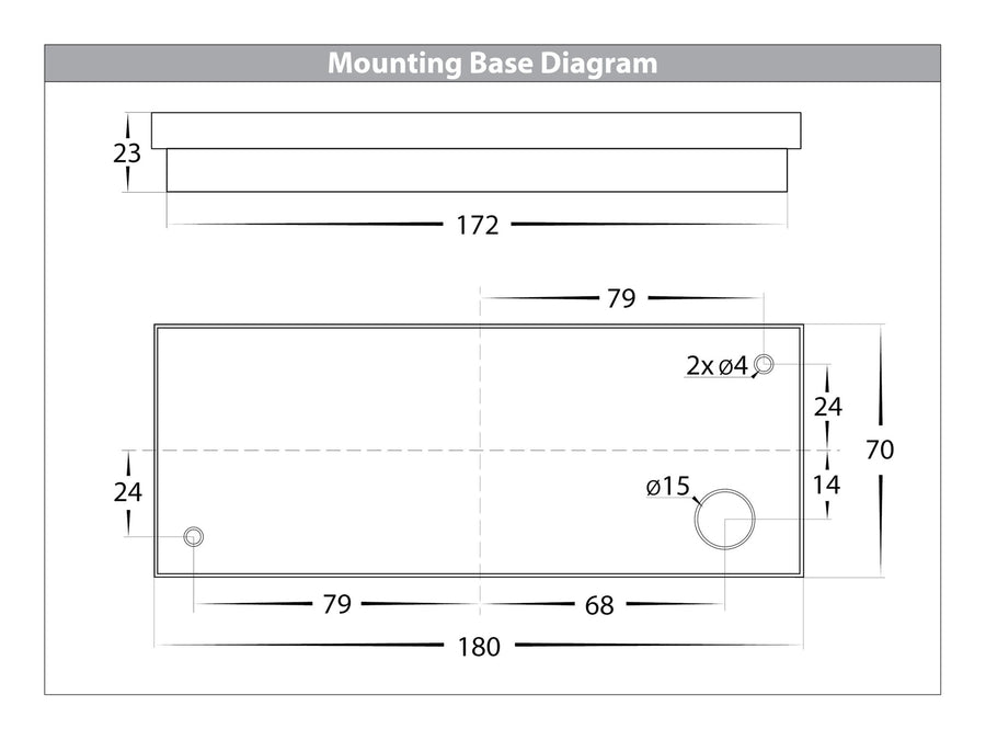 Nikki TRI Colour LED Up & Down Wall Light Mounting Base Diagram