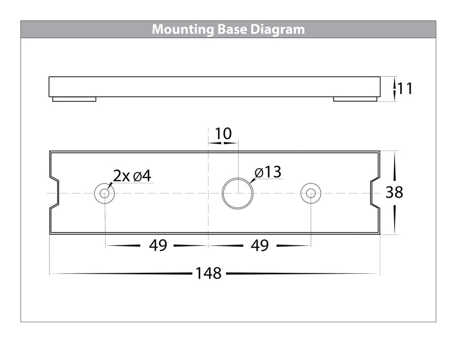 Blokk TRI Colour LED Up & Down Wall Light Mounting Base Diagram