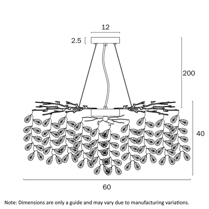 Telbix Molena 8 Light Pendant Dimensions