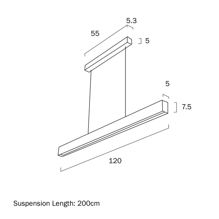 Telbix Novaro 120cm Pendant Light Dimensions