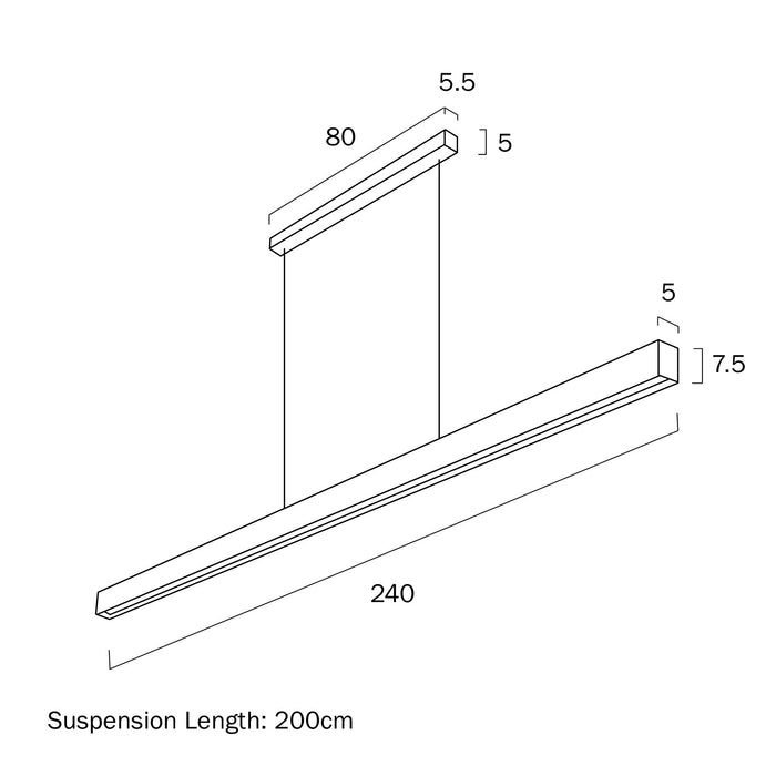 Telbix Novaro 240cm Pendant Light Dimensions