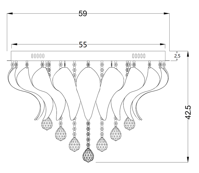 Telbix Odessa 60cm CTC Pendant Light Dimensions