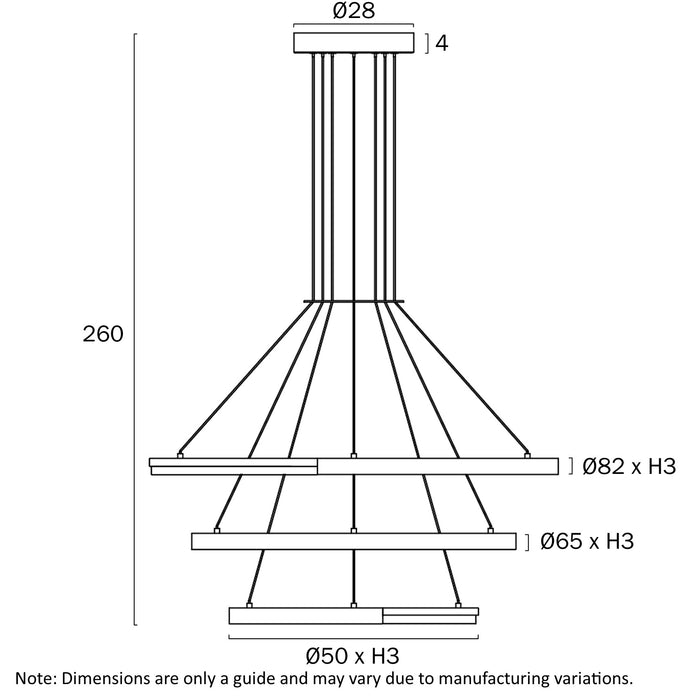 Telbix Ostrom 3 Tier Pendant Light Dimensions