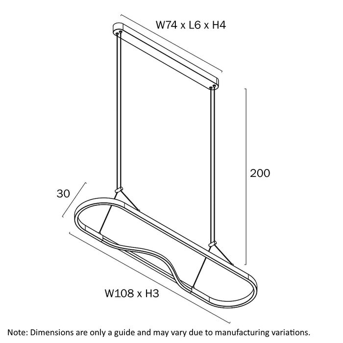 Telbix Ostrom Rectangle Pendant Light Dimensions